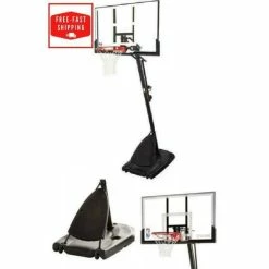 54" Basketball System Adjustable Spalding Hoop Portable Backboard Angled Pole