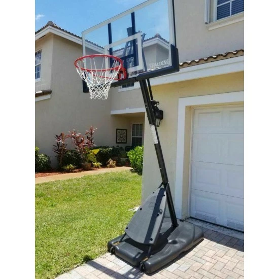 SPALDING 54" PORTABLE BASKETBALL System Adjustable Hoop Backboard Angled Pole