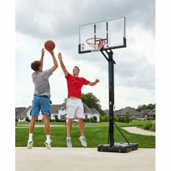54" Portable Basketball System Adjustable Hoop Backboard Angled Pole Adult Play