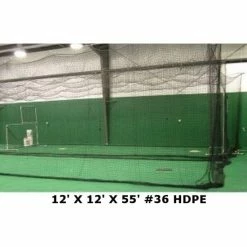 Batting Cage Net 12' X 12' X 55' #36 HDPE Heavy Duty Baseball Softball Netting
