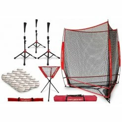 PowerNet 3-Way Baseball Softball Net, 3 Tees, Ball Caddy, 24 Practice Baseballs