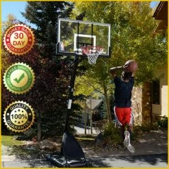PORTABLE BASKETBALL SYSTEM Spalding 54" Adjustable Hoop Backboard Angled Pole