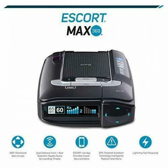 Escort Max360 Laser Radar Detector - GPS Directional Alerts Dual Black - Image 2