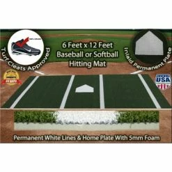 6 X 12 Green Synthetic Nylon Turf Baseball Softball Hitting Batting Practice Mat